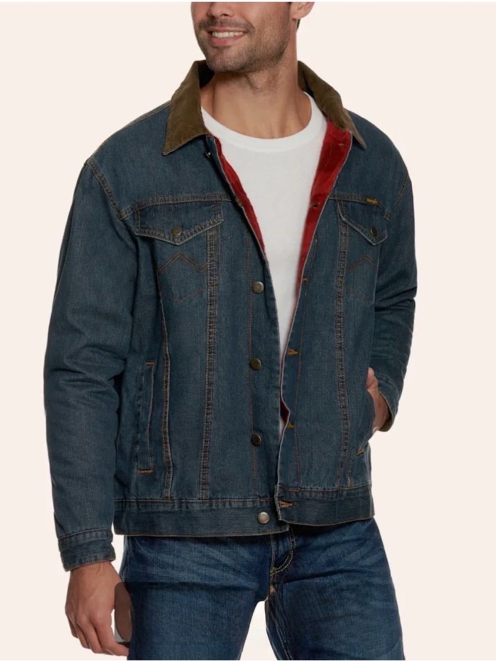 WRANGLER RED BLANKET LINED DENIM JACKET